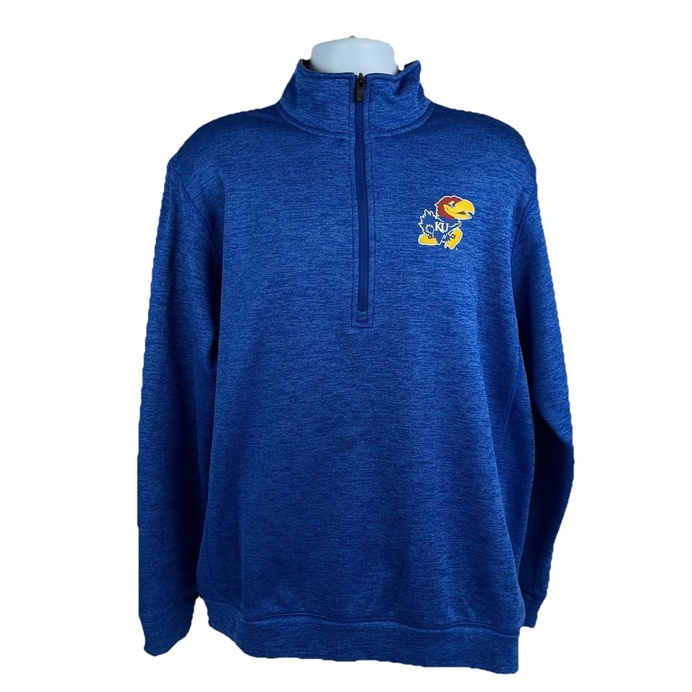 Adidas Climawarm Kansas Jayhawks 1/4 Zip Team Issue Jacket Men's XL Blue